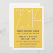 Yellow Trendy 2014 Abschluss Einladung (Vorne/Hinten)