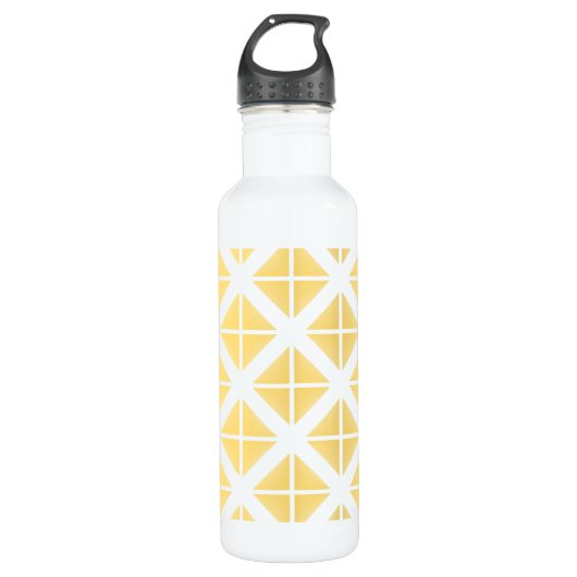 Yellow Trendy Triangle Pattern Edelstahlflasche (Vorderseite)