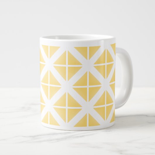 Yellow Trendy Triangle Pattern Jumbo-Tasse (Vorderseite Rechts)