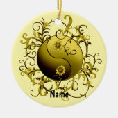 Yellow Tribal Yin Yang Keramik Ornament (Vorne)