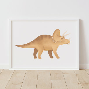 Yellow Triceratops Dinosaurier Kids Room Poster