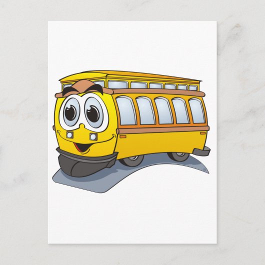 Yellow Trolley Cartoon Postkarte (Vorderseite)