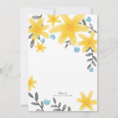 Yellow Tropical Floral Baby Dusche Invite Girl Einladung (Rückseite)