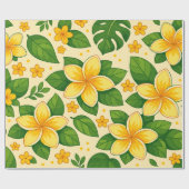 Yellow Tropical Flowers with Lush Green Leaves Geschenkpapier (Flach)