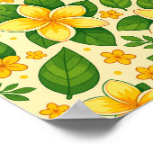 Yellow Tropical Flowers with Lush Green Leaves Poster (Ecke)