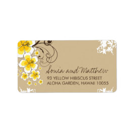 Yellow Tropical Hibiskus Wedeladressen-Labels Adressaufkleber