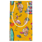 Yellow Tropical Santa Gift Bag Kleine Geschenktüte (Vorderseite)
