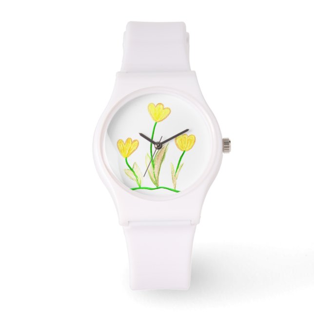 Yellow Tulip Art eWatch Armbanduhr (Vorderseite)