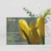 Yellow Tulip Blume Beileid Vielen Dank, dass Sie e Ankündigung (Stehend Vorderseite)