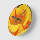 Yellow Tulip Clock Runde Wanduhr (Winkel)