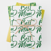 Yellow Tulip Design, Script Letters Beste Mama Geschenkpapier Set (Beispiel)