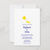 Yellow Tulip Floral Navy Hübsche Hochzeit Einladung (Vorderseite)