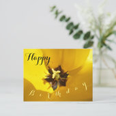 Yellow Tulip Nah Up Happy Birthday Postcard Postkarte (Stehend Vorderseite)