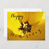 Yellow Tulip Nah Up Happy Mothersday Postcard Postkarte (Vorne/Hinten)