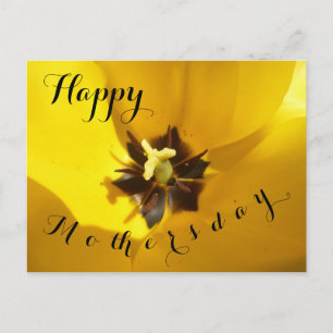 Yellow Tulip Nah Up Happy Mothersday Postcard Postkarte