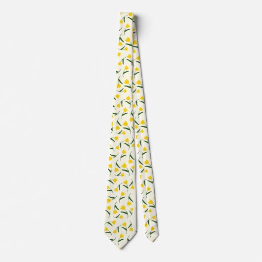 Yellow Tulip Pattern  Krawatte (Vorderseite)