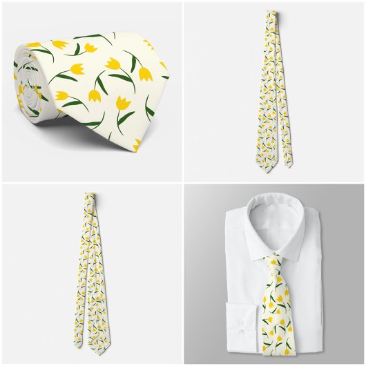 Yellow Tulip Pattern  Krawatte