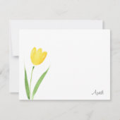 Yellow Tulip Step Watercolor Note Card Mitteilungskarte (Vorderseite)