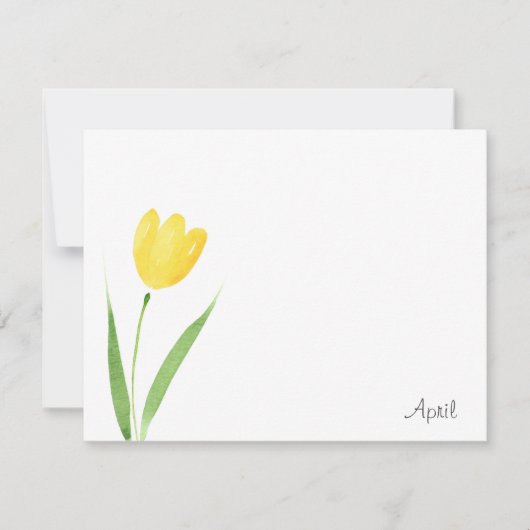 Yellow Tulip Step Watercolor Note Card Mitteilungskarte (Vorderseite)