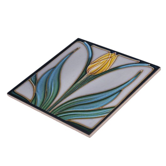 Yellow Tulip Wall Deco, Jugendstil Art Deco Fliese (Seite)