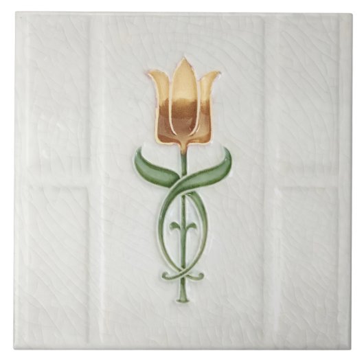 Yellow Tulip Wall Deco Nouveau Art Deco Gibbons Fliese (Vorderseite)