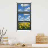 Yellow Tulips Blue Sky Spring Window View Poster (Küche)