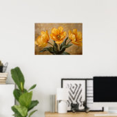 Yellow Tulips botanische Ölmalerei Poster (Heimbüro)