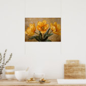 Yellow Tulips botanische Ölmalerei Poster (Küche)