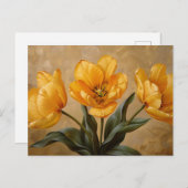 Yellow Tulips botanische Ölmalerei Postkarte (Vorne/Hinten)