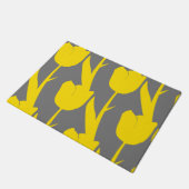 Yellow Tulips Gold Floral Blume Muster Grau Fußmatte (Schrägansicht)