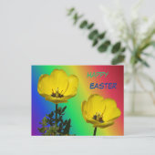 Yellow Tulips Rainbow Happy Oster Postkarte (Stehend Vorderseite)