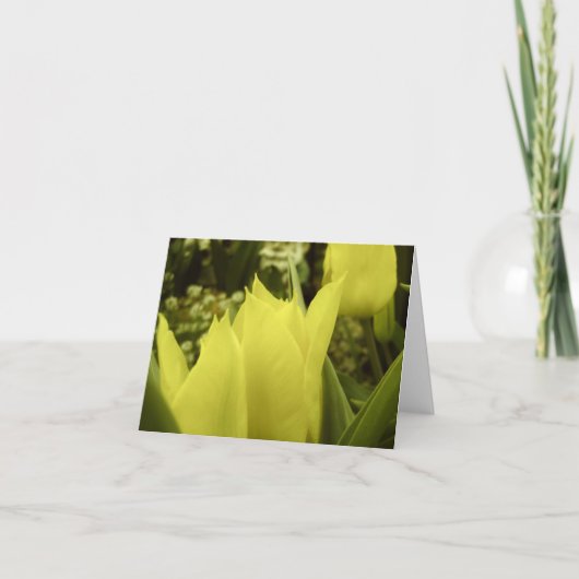 Yellow Tulips Springtime Note Card Dankeskarte (Vorderseite)
