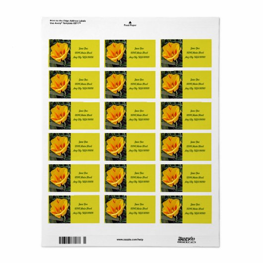 Yellow Tullip address mailing label Adressaufkleber (Vorne)
