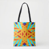 Yellow Turquoise Blau Geometrisches Kreuz Art Déco Tasche (Vorderseite)