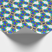 Yellow Turquoise Blue Cream Geometric Muster Geschenkpapier (Ecke)