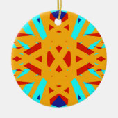 Yellow Turquoise Blue Geometric Art Deco Keramik Ornament (Vorne)