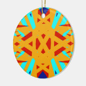 Yellow Turquoise Blue Geometric Art Deco Keramik Ornament (Links)