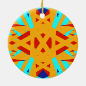 Yellow Turquoise Blue Geometric Art Deco Keramik Ornament (Hinten)