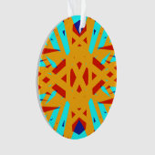 Yellow Turquoise Blue Geometric Art Deco Ornament (Vorderseite)