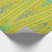 Yellow Turquoise Blue Modern Geometric Wave Geschenkpapier (Ecke)