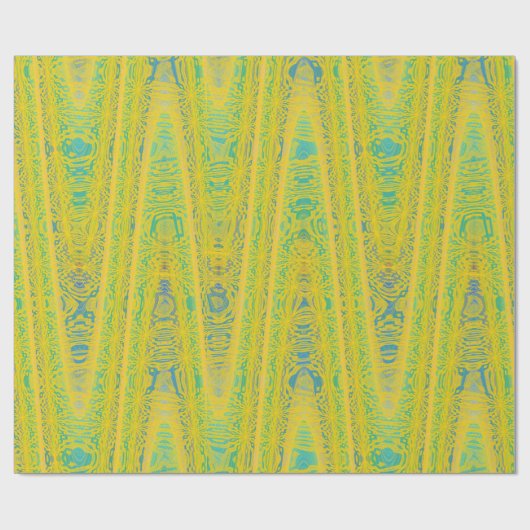 Yellow Turquoise Blue Modern Geometric Wave Geschenkpapier (Flach)