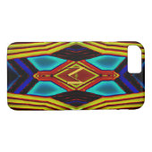 Yellow Turquoise Blue Red Monogram Case-Mate iPhone Hülle (Rückseite (Horizontal))