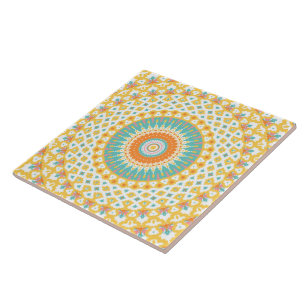 Yellow Turquoise Mandala Fliese