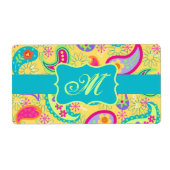 Yellow Turquoise Modern Pasley Pattern Monogram (Vorne)