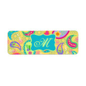 Yellow Turquoise Modern Pasley Pattern Monogram (Vorne)