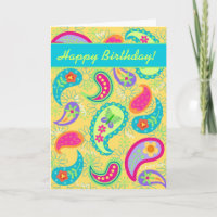 Yellow Turquoise Modern Pawise Happy Birthday