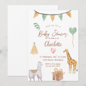 Yellow Turquoise Niedlich Watercolor Babydusche Einladung (Vorne/Hinten)