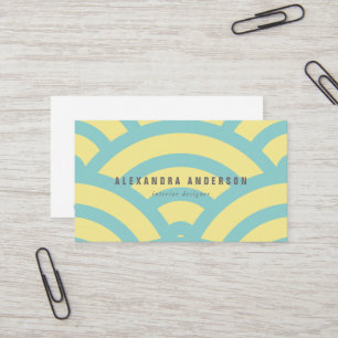 Yellow & Turquoise Wave Pattern Business Card Visitenkarte