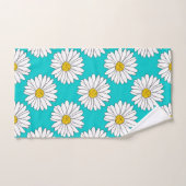 Yellow Turquoise White Daisy Pattern Badhandtuch Set (Handtuch)