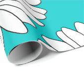 Yellow Turquoise White Daisy Pattern Geschenkpapier (Rolleneckpunkt)